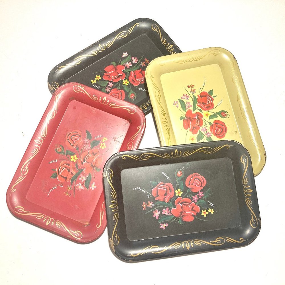 4 small Vintage U.S. Tin Trays